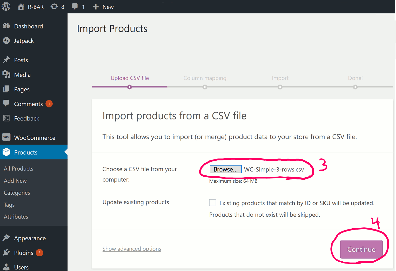 WooCommerce Fresh Install No Products Upload CSV
